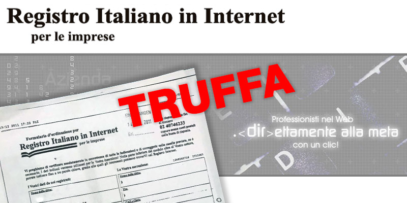 truffa sul registro italiano in internet per le imprese